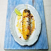 Grilled corn on the cob with chilli and cheese