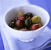 Mixed olives preserved in oil