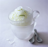 Lime granita in a glass cup
