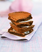 Chocolate brownies, stacked