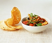 Vegetable curry with poppadom