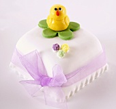 Easter cake with marzipan chick
