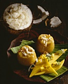 Sticky coconut rice with exotic fruit (Thailand)