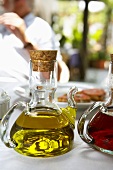 Olive oil and wine vinegar in carafes
