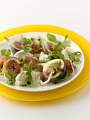 Figs with mozzarella and rocket