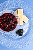 Cold blackberry soup with sponge fingers