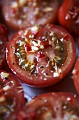 Cherry tomato halves with dressing