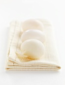 Duck eggs on fabric napkin
