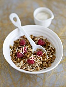 Granola with fresh raspberries