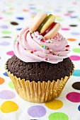 Chocolate cupcake with pink cream