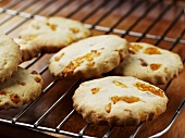 Apricot biscuits on cake rack