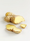 Ginger root, partly sliced