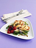 Grilled Halloumi on salad leaves