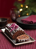 Festive chocolate log (Christmas)
