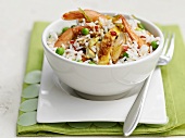 Rice with king prawns and peas