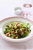 Vegetable salad with tuna tartare