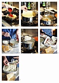 Preparing seafood lasagne