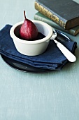 Poached pear in red wine