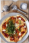 Pizza with ricotta and rocket