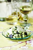Broad bean salad with cheese