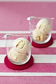 Hazelnut ice cream in two glasses