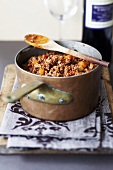 Mince ragout in pan