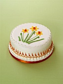 Cake with fondant icing and sugar flowers