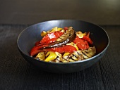 Grilled peppers and aubergines