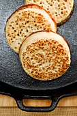 Crumpets on a griddle (UK)