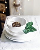 Christmas place-setting with ivy leaf