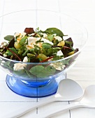 Mixed salad leaves with mint and beetroot