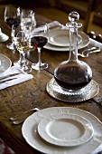 Laid table with port wine