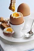 Boiled eggs with buttered toast soldiers