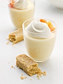 Blood orange posset with whipped cream and shortbread