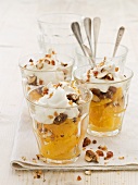Orange salad with whipped cream and caramelised almonds