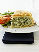 Piece of spinach and ricotta pie