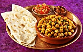 Channa masala (chickpea curry from India) and chapatis