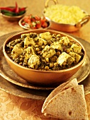 Palak paneer (spinach curry with cheese, from India)