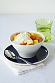 Exotic fruit salad with yogurt