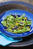 Summer mixed leaf salad with edible flowers
