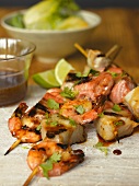 Seafood with a teryaki and honey marinade