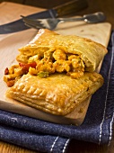 Pastry with a curried chicken filling