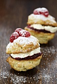 Victoria sponge Whoopie Pies with raspberries, filled with cream and raspberry jam