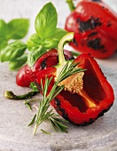 Roasted peppers with rosemary and basil