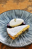 Cream cheese tart with glazed figs and thyme sorbet