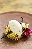 Couscous with grapes, nuts and rum and raisin ice cream