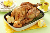 Roast turkey with apples for Easter