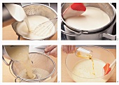 Vanilla cream foam being prepared