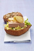 Salad meat pate on a bread roll