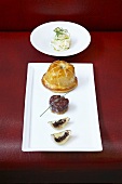 Rabbit pie with 'Himmel und Erde' (black pudding, fried onions, and mashed potato with apple sauce)